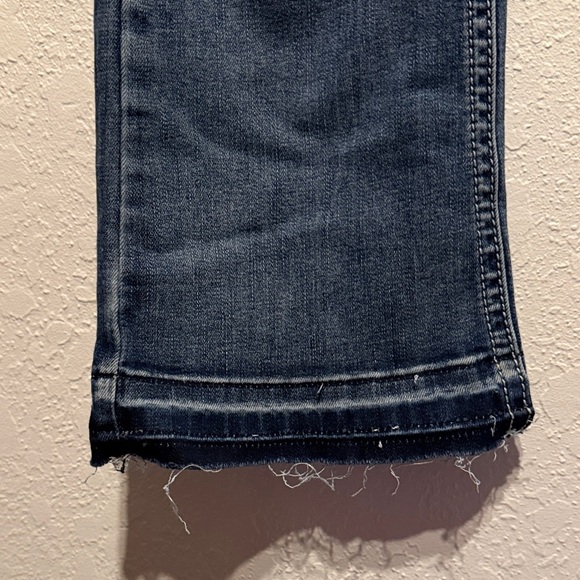 Charme Indigo Boot Cut Jeans Two Tone Raw Hem Distressed Embroidered Pockets 28 - Picture 7 of 12